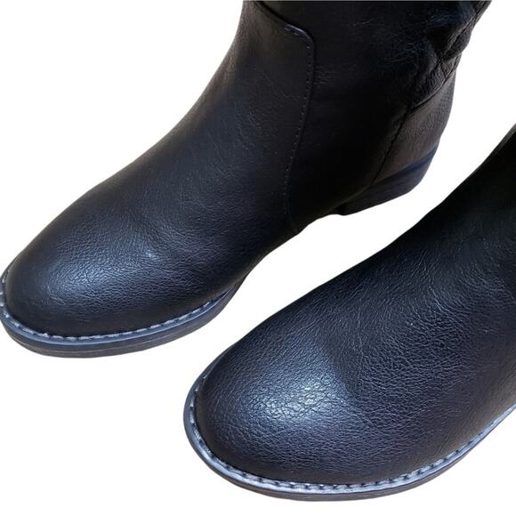 BONGO Bailey Knee High Boots Faux Rubber Wood Heel Black Quilted - Picture 4 of 11